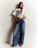 Женские широкие прямые джинсы с высокой посадкой - BERSHKA