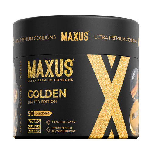 Набор золотых презервативов в металлическом кейсе Maxus Golden Limited Edition №50