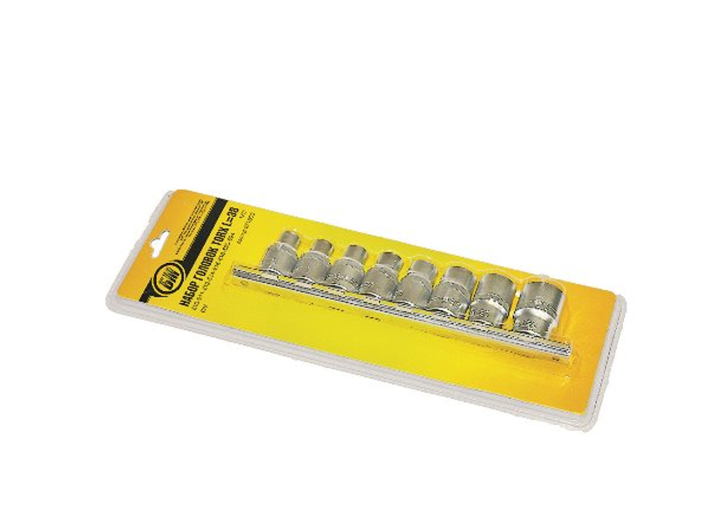 Набор головок TORX  8 предм.1/2" L=38 (E10-E24) CrV БМ