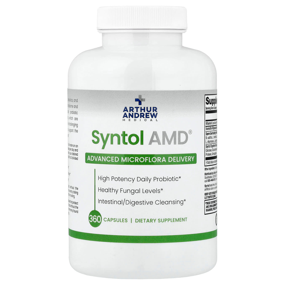 Arthur Andrew Medical, Syntol AMD, Advanced Microflora Delivery, средство для здоровой микрофлоры, 500 мг, 360 капсул