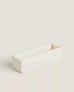 ZARA HOME ПРЯМОУГОЛЬНАЯ КОРЗИНА С ТЕКСТИЛЬНОЙ ПОДКЛАДКОЙ, БЕЛЫЙ