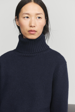 Massimo Dutti Короткий свитер из 100% кашемира, чернильно-синий