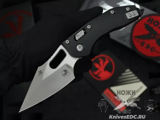 Microtech Stitch Ram-Lok S/E - нож складной, черн. алюм. рук-ть, стоунвош клинок