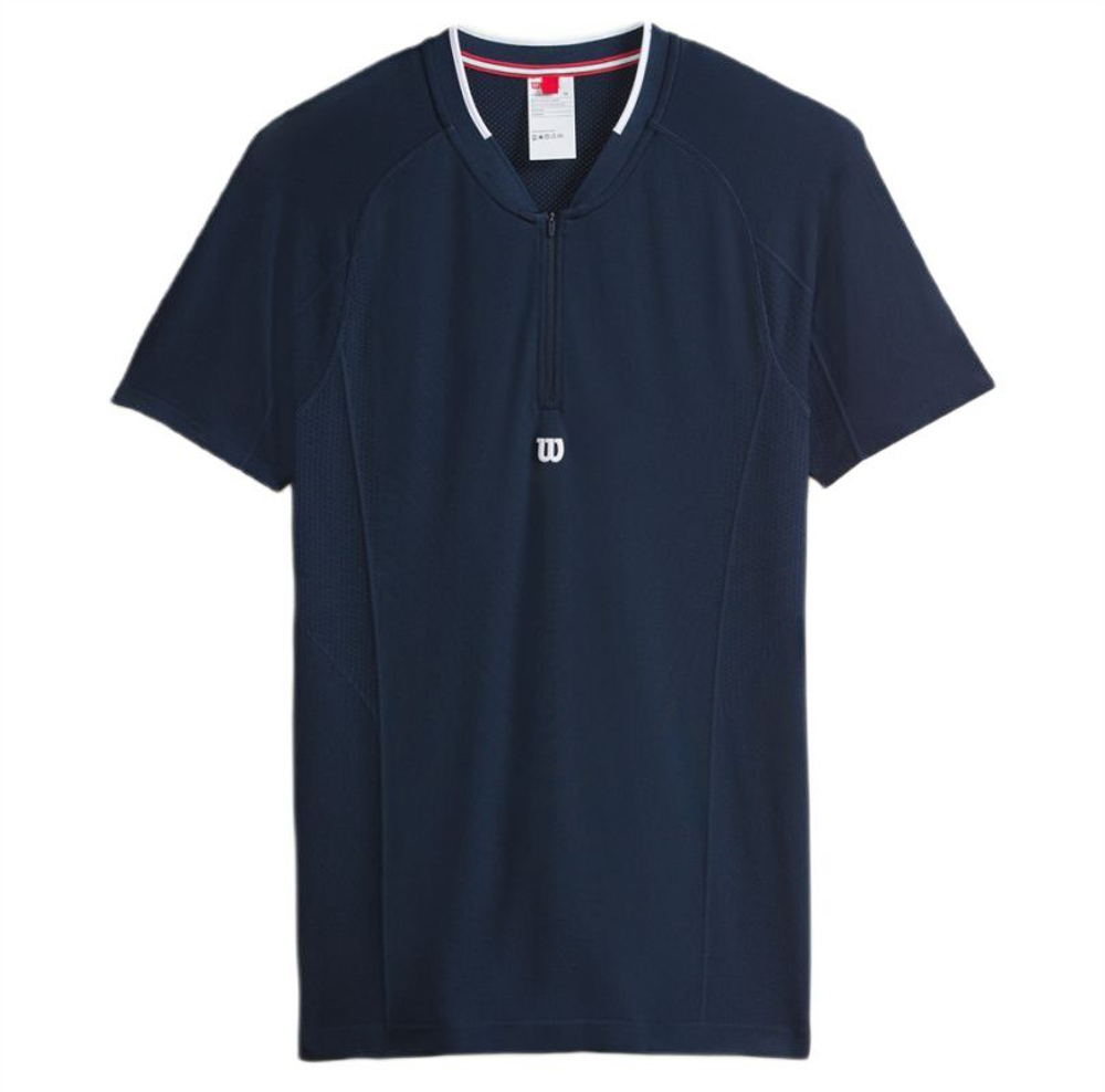Мужское теннисное поло Wilson Players Seamless Zip Henley 2.0 — classic navy