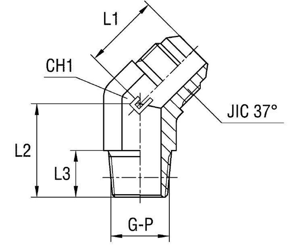 Штуцер FC45 JIC 1.5/16" BSPT1"