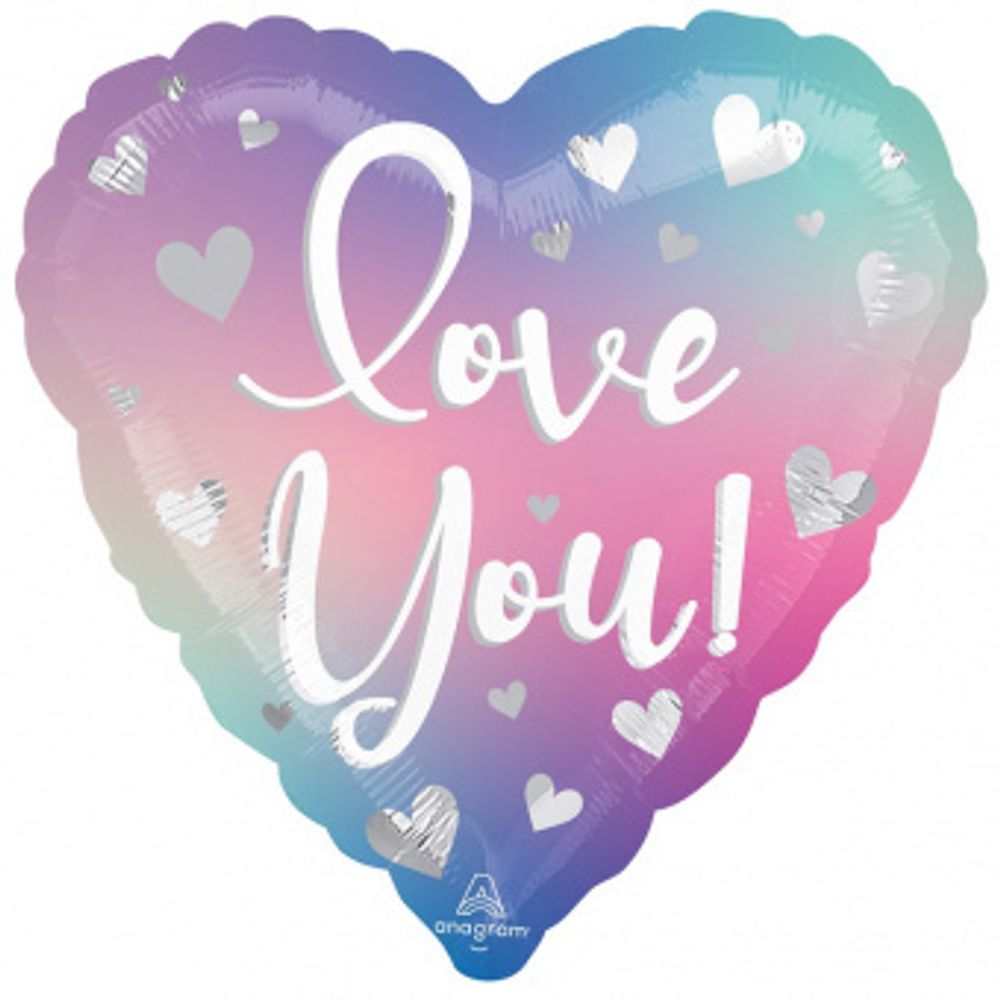 AN Шар сердце 18" / 46 см ILY "Сердца. Омбре нежное" (БГ-17) (БГ-15)