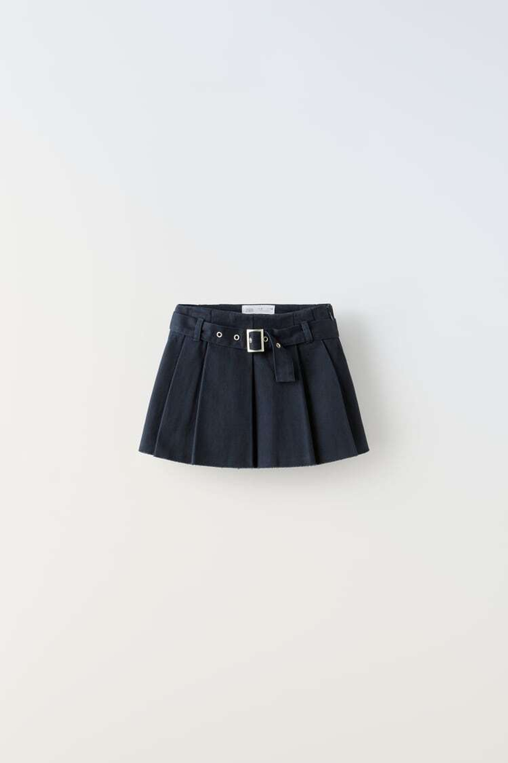 ZARA ЮБКА СО СКЛАДКАМИ И ПРЯЖКОЙ, МОРСКОЙ СИНИЙ