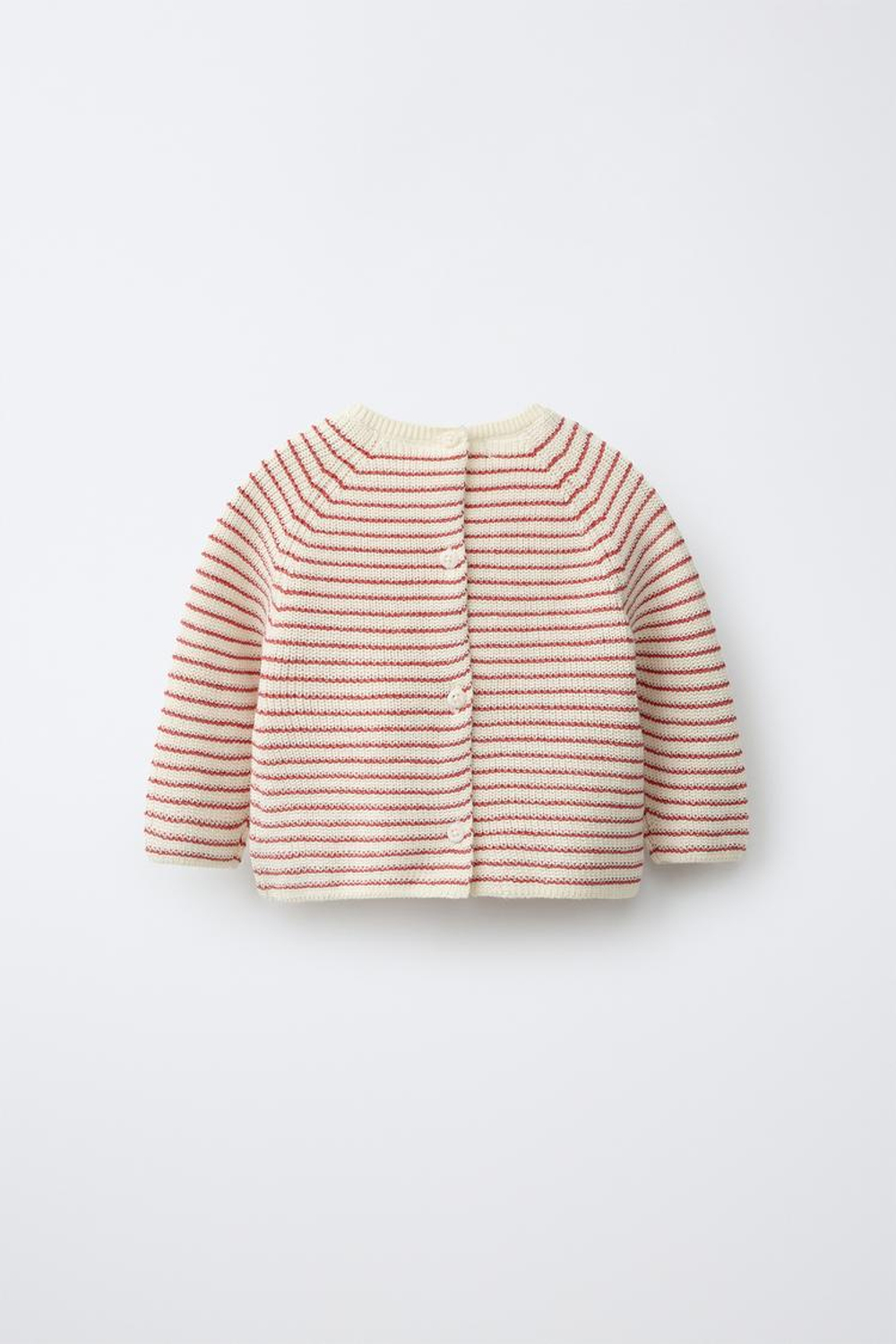 ZARA СВИТЕР В ПОЛОСКУ, ЭКРЮ/КРАСНЫЙ