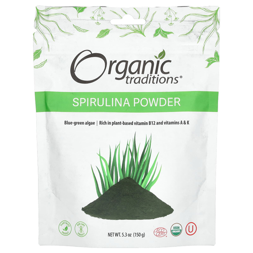 Organic Traditions, Спирулина в порошке, 150 г (5,3 унции)