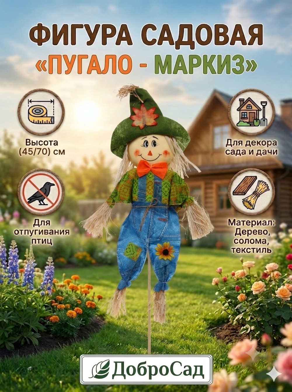 Фигура садовая «Пугало - Маркиз» 45 (70) см