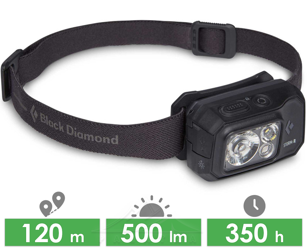Фонарь налобный Black Diamond Storm, 500-R люмен, Black (BD 6206750002ALL1)