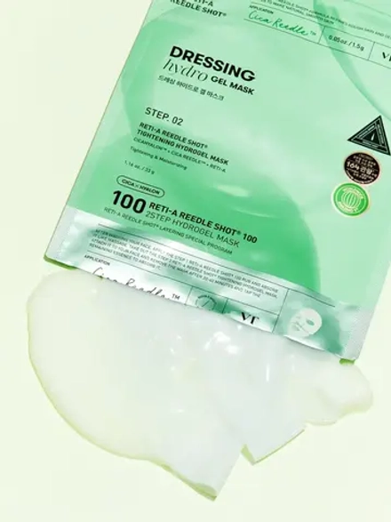 VT Cosmetics Двухступенчатая гидрогелевая маска с микроиглами с ретинолом против морщин и расширенных пор Reti-A Reedle Shot 100 2Step Hydrogel Mask 33 гр