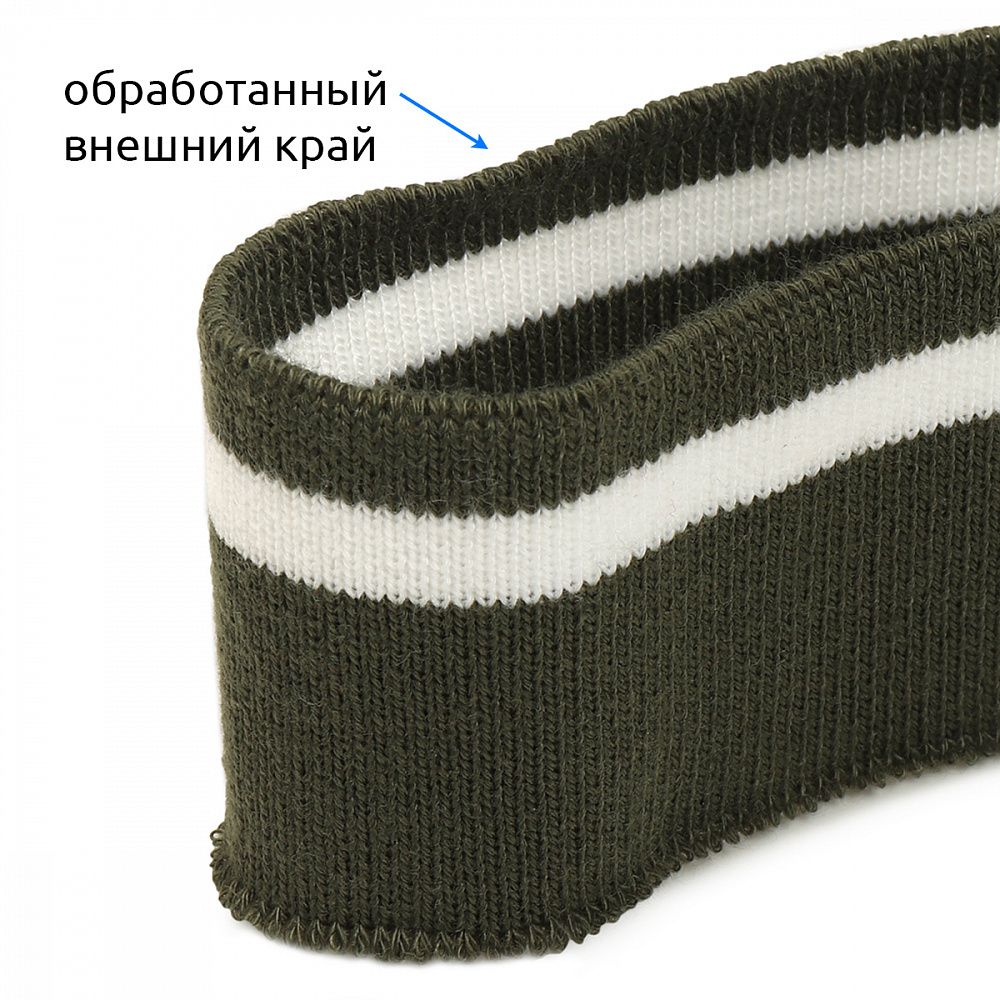 Подвяз (довяз) трикотажный 3.5х80 см, олива с белой полосой, 100% п/э, 5 штук