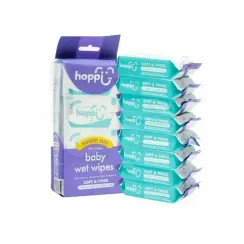 Салфетки детские влажные Hoppi в мини упаковке (7 x 8) 56 шт