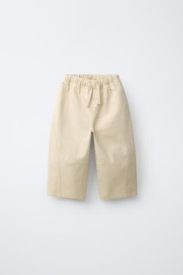ZARA БРЮКИ BAGGY, СВЕТЛО-БЕЖЕВЫЙ