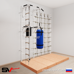 Шведская стенка Sv Sport 57570 (Турник стандарт/Брусья/Канат/Лестница/Цепь/Мешок 30кг/Мат 2м/Канатный лаз)