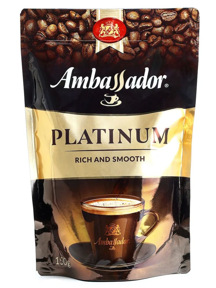 Кофе растворимый Ambassador Platinum, пакет 150 г, 6 шт