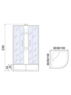 Душевая кабина RIVER NARA Б/К XL  90/44 MT  90x90x230 10000006204 Универсальная Четверть круга