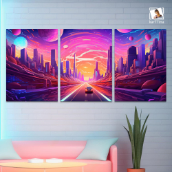 Картина karTTina "НЕОНОВЫЙ ДРАЙВ", 150 см х 70 см