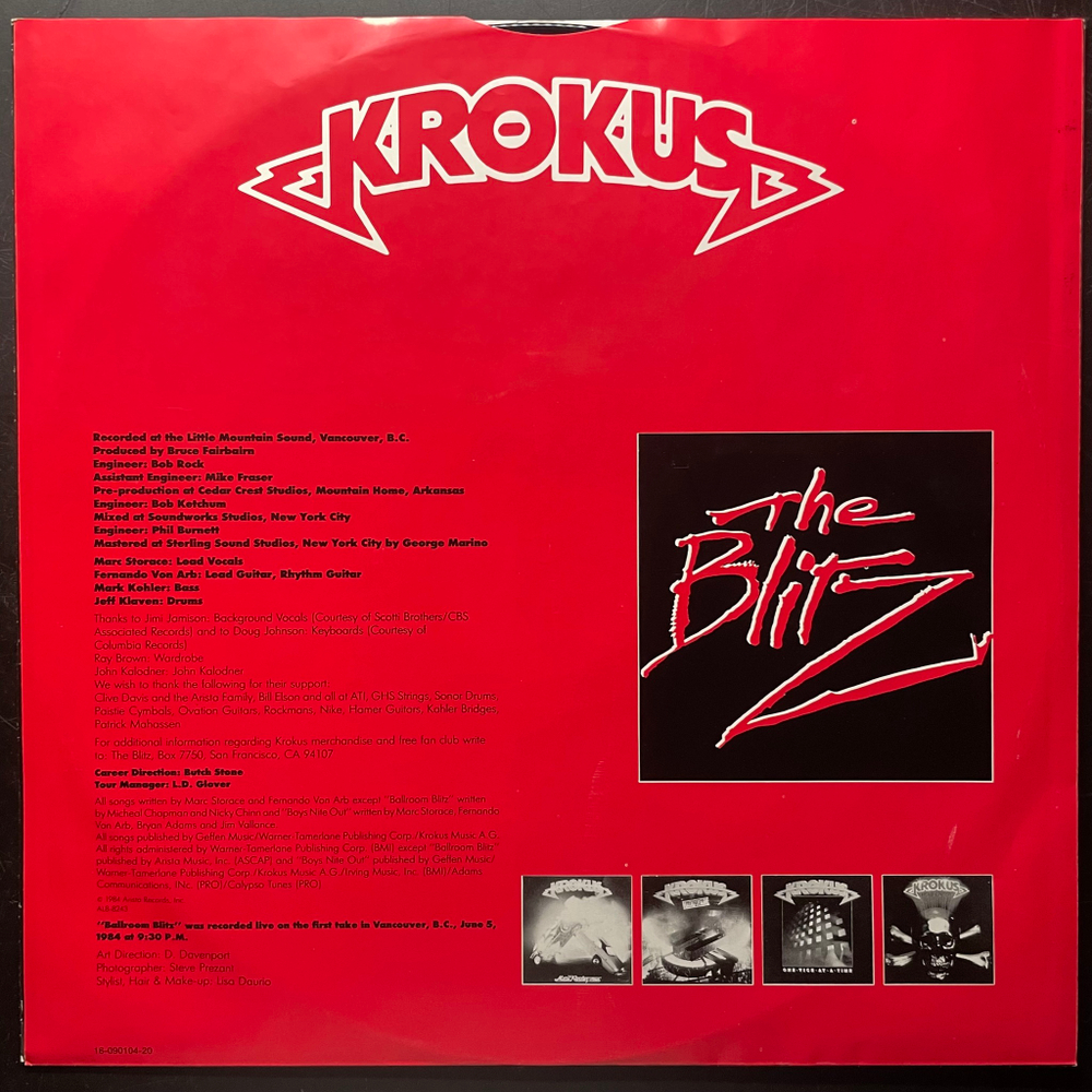 Krokus ‎– The Blitz (Скандинавия 1984г.)