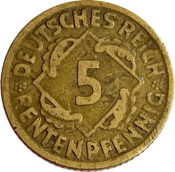 5 рентенпфеннигов 1924 Германия "G"