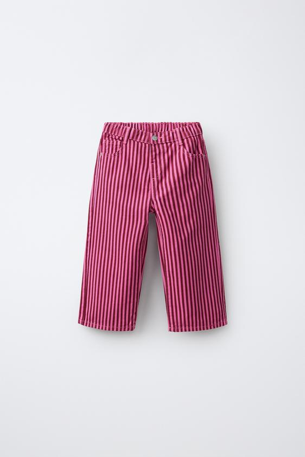 ZARA ДЖИНСЫ-КЮЛОТЫ В ПОЛОСКУ, РОЗОВЫЙ