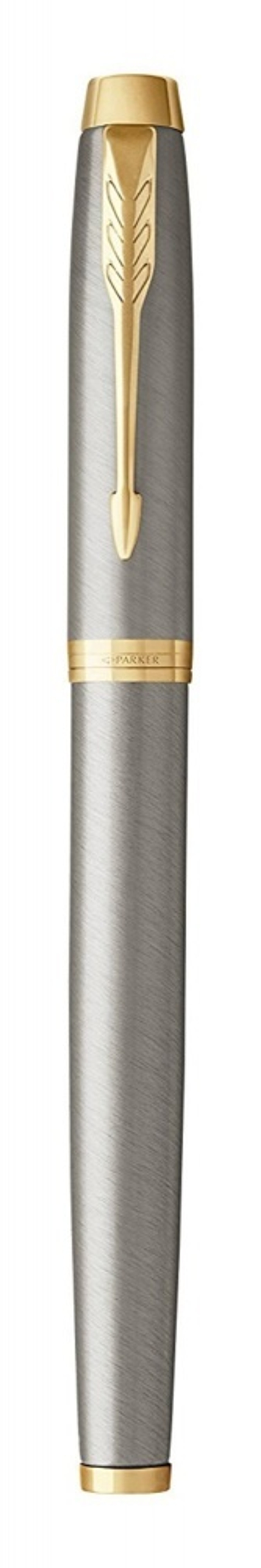 Ручка роллер Parker IM Metal Core Brushed Metal GT, стержень: F, цвет чернил: black, в подарочной упаковке.