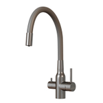Смеситель для кухни 35k MIXLINE МЛНС-0403 (MLSS-0403) серый гиб.излив,подкл.к фильтру, п/гайку САТИН