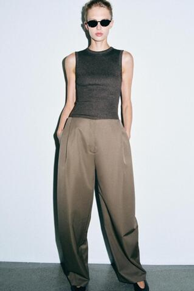 ШИРОКИЕ БРЮКИ С ЗАЩИПАМИ — ZW COLLECTION — ZARA