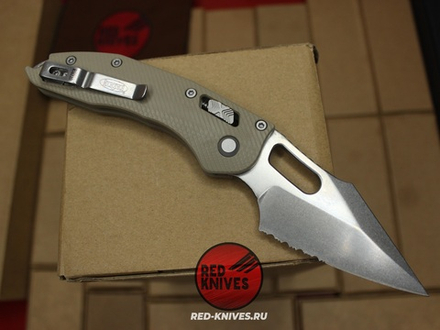 Нож Microtech Stitch Ram-Lok PS V.2025 - рукоять светлый G10, клинок серый, PS заточка