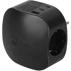 Разветвитель электрический ЭРА SP-3e-3USBAC-B на 3 розетки + 3 USB A+C с заземлением со шторками 16А черный | Электротовары