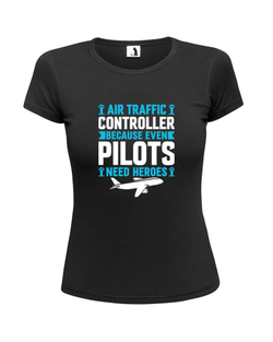 Футболка Air traffic controller женская приталенная черная