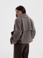 Пальто Марлен из шерсти и альпаки, серая ёлочка