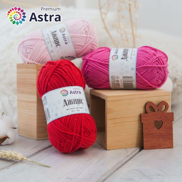 Пряжа Astra Premium (Астра Премиум) Джинс (Jeans) / уп.4 мот. по 50 г, 135 м, 105 св.розовый