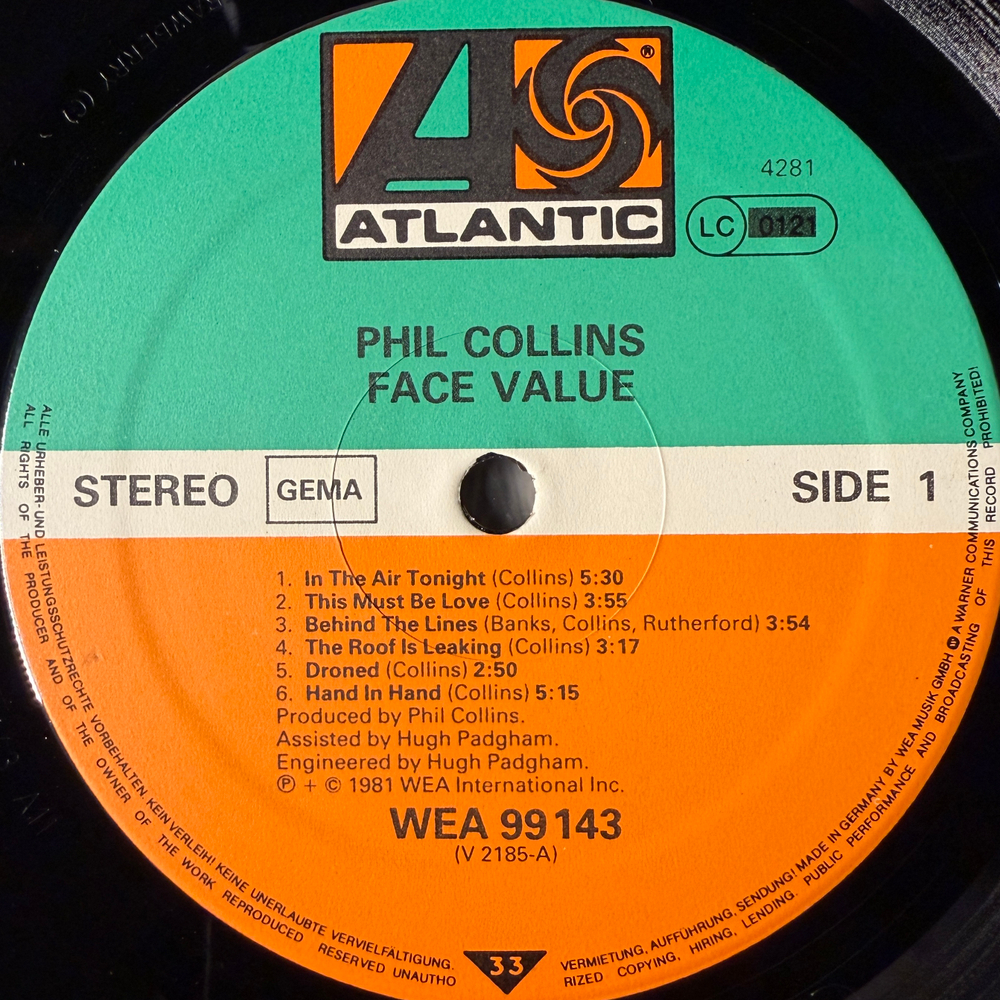 Phil Collins - Face Value (Германия 1988г.)