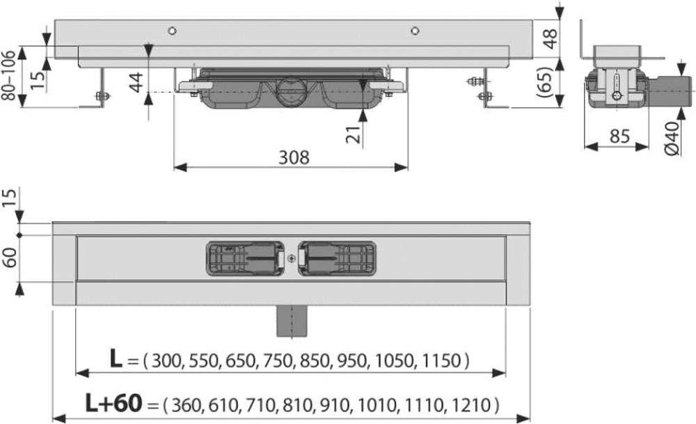 Душевой лоток AlcaPlast APZ116-850 Wall Low