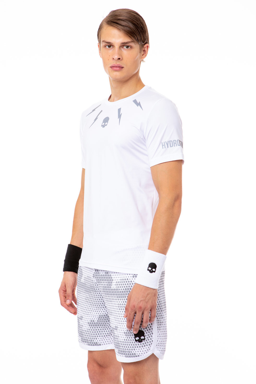Мужская теннисная футболка Hydrogen Tech Storm Tee Man - white/reflex