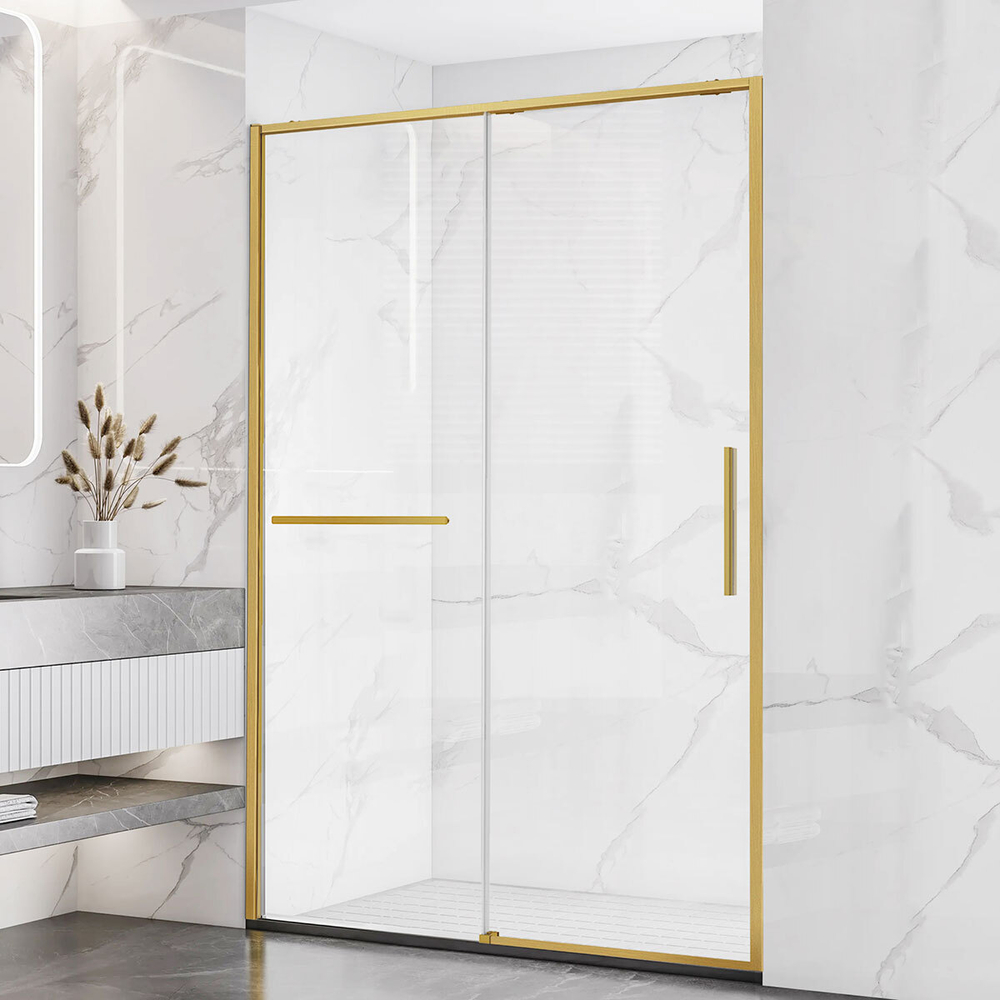 Душевая дверь Слим Софт (Slim Soft) VDS-1SS130CLG, 1300, брашированное золото, стекло прозрачное,
