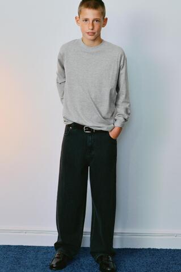 ZARA ОДНОТОННЫЙ ЛОНГСЛИВ, МЯГКИЙ СЕРЫЙ
