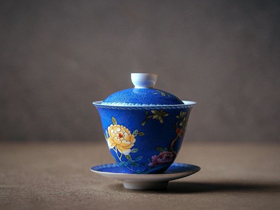 Гайвань "Ніа Ю Хуа Сян", 160 мл., порцеляна, синя