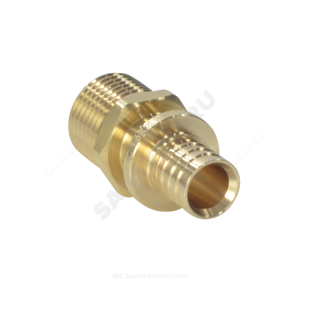 Муфта для PE-X труб аксиальная латунь Дн 16х3/4" НР РОС