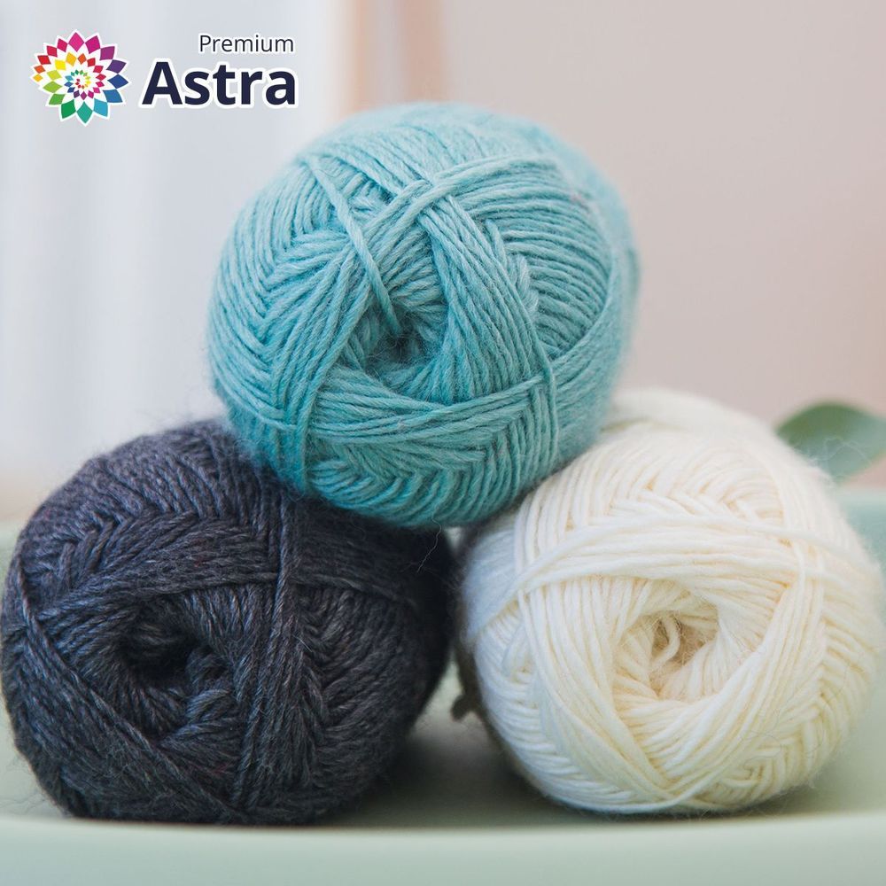 Пряжа Astra Premium (Астра Премиум) Панда (Panda) / уп.2 мот. по 100 г, 240 м, 999 черный