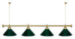 Лампа STARTBILLIARDS 4 пл. (плафоны зеленые,штанга зеленая,фурнитура золото)