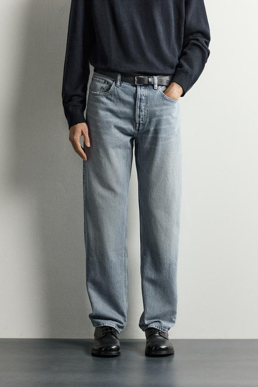 ZARA ДЖИНСЫ STRAIGHT FIT УДЛИНЕННЫЕ, СИНИЙ