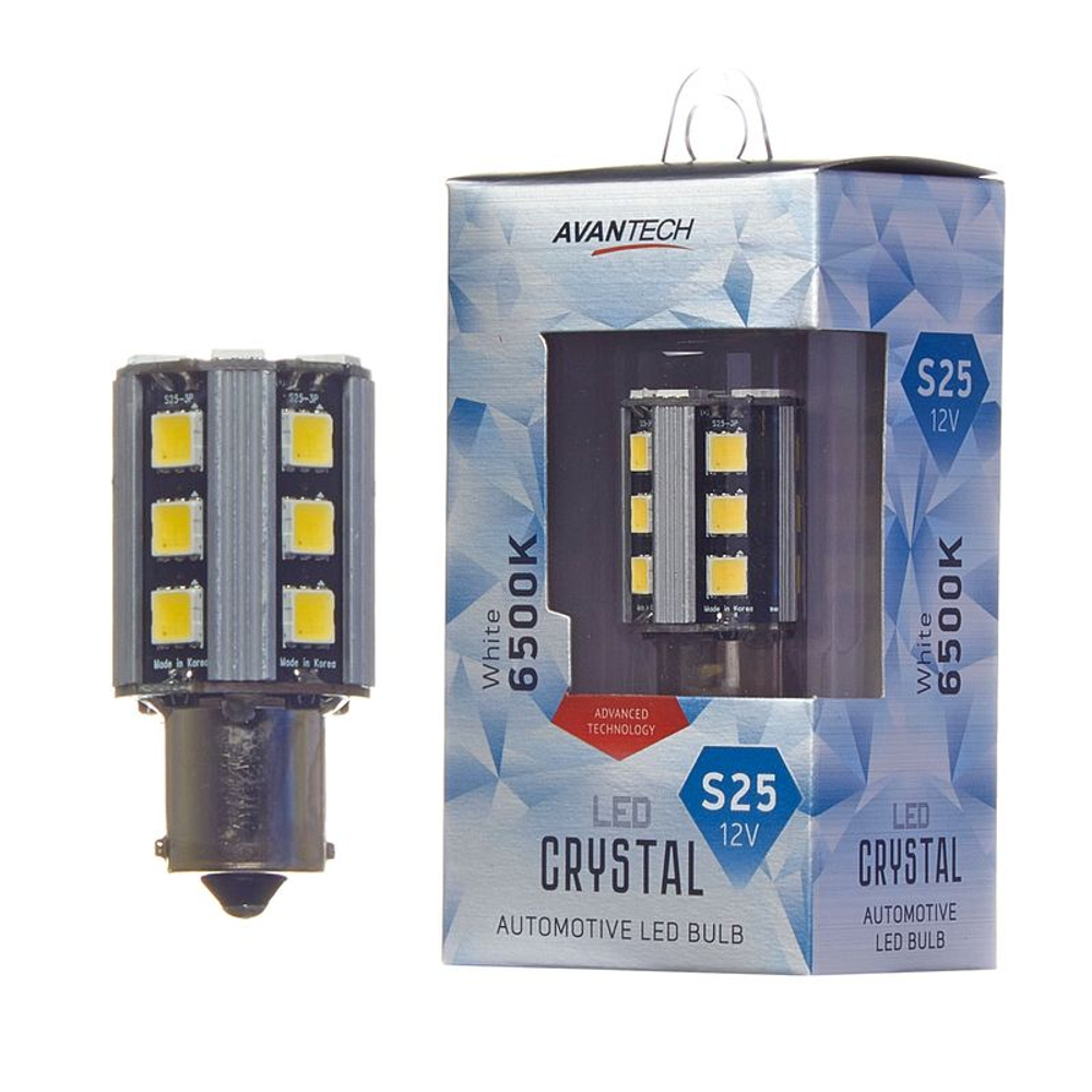 Лампа светодиодная Avantech 12V LED S25 BA15s 6500K, 1 шт. ALB0122