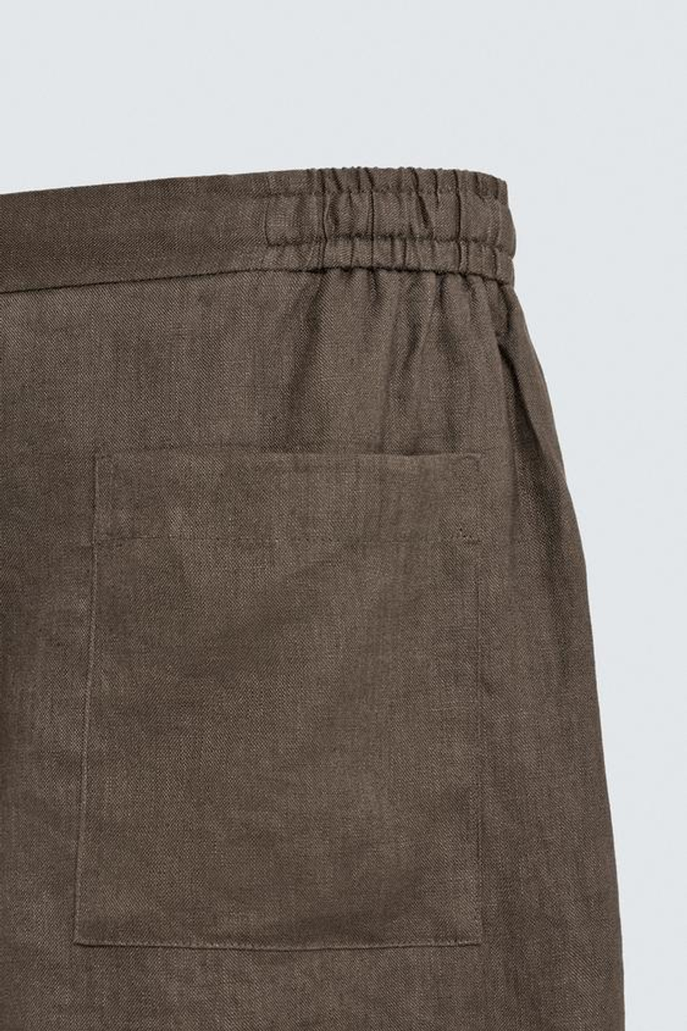 ZARA ШОРТЫ RELAXED FIT ИЗ 100% ЛЬНА, СЕРО-КОРИЧНЕВЫЙ