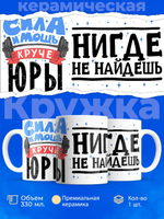 Кружка ТМ Ларец, с именем, Юрий сила и мощь, глянцевая, 330мл
