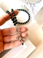 Колье на шею с мишкой бусы из агата