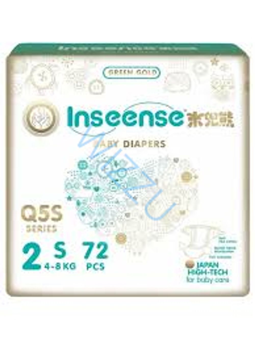 Подгузники S (4-8 кг) Inseense Q5S 72шт