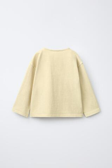 ZARA ФУТБОЛКА С ВОРОТНИКОМ ХЕНЛИ, ВАНИЛЬНЫЙ